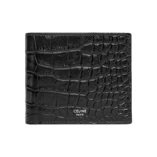 CELINE Crocodile Embossed Calfskin Wallet Men's Black-0