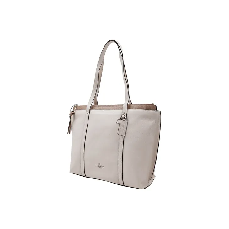 COACH May Cow Leather Tote Bag, Shopping Bag, Handbag, Shoulder Bag Large Size Women's White-1