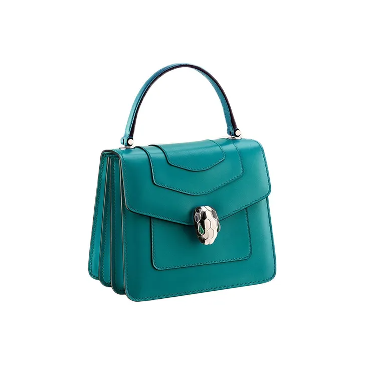 BVLGARI Serpenti Forever Cow Leather Handbag Unisex Dark Jade-1