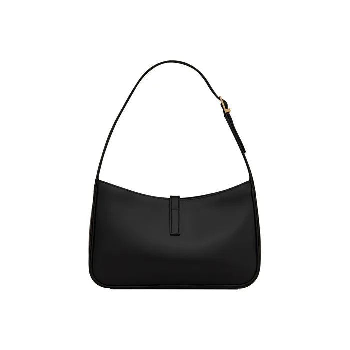 SAINT LAURENT LE5A7 Cow Leather Shoulder Bag, Hobo Bag, Handbag, Shoulder Bag Small Size Women's Black-3