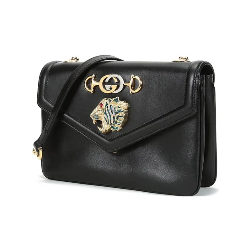 GUCCI Leather Shoulder Bag Small Size Women's Black-1