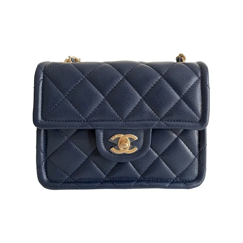 CHANEL Classic Flap CF Calfskin Shoulder Bag, Crossbody Bag Trumpets Women's Marine Blue-0