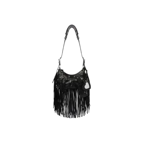 Balenciaga Lambskin Handbag, Shoulder Bag Small Size Women's Black