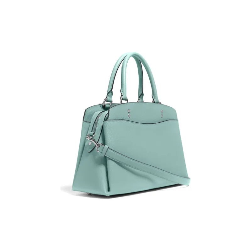 COACH Lillie Leather Handbag Large Size Women's Light Lake Green-1