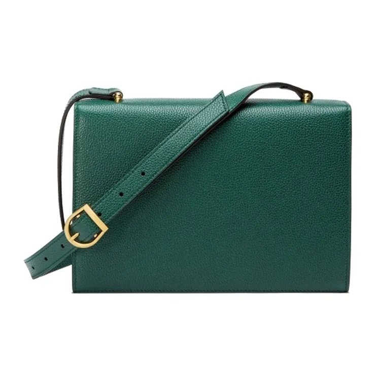 GUCCI Zumi Grained Leather Shoulder Bag Crossbody Bag Small Size Women's Dark Green-3