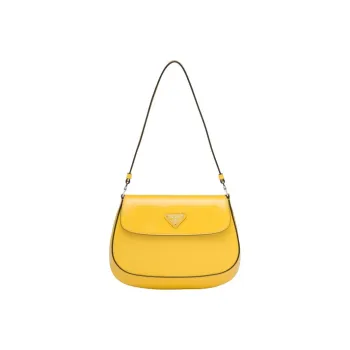 PRADA Cleo Leather Shoulder Bag Women's Bright Yellow