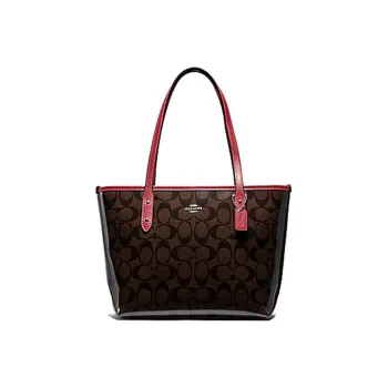 COACH City Zip Tote Veneer Fabric, Canvas Shoulder Bag Mini Women's