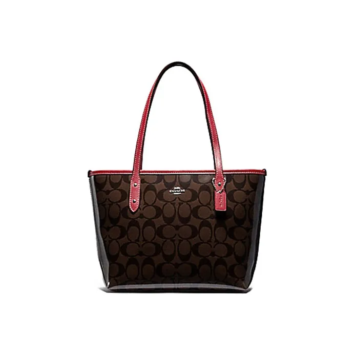 COACH City Zip Tote Veneer Fabric, Canvas Shoulder Bag Mini Women's-0