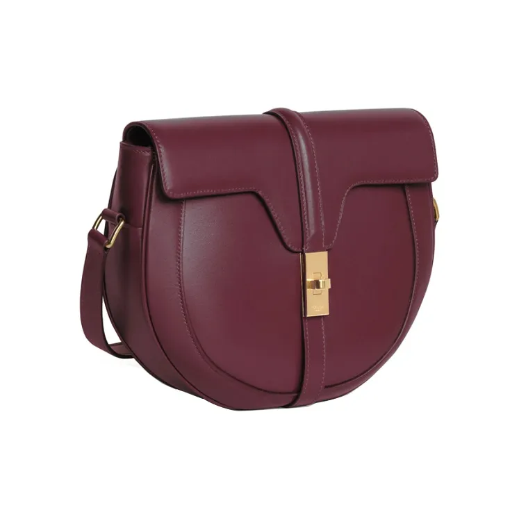 CELINE 16 Cow Leather Shoulder Bag Women's Burgundy Red-1