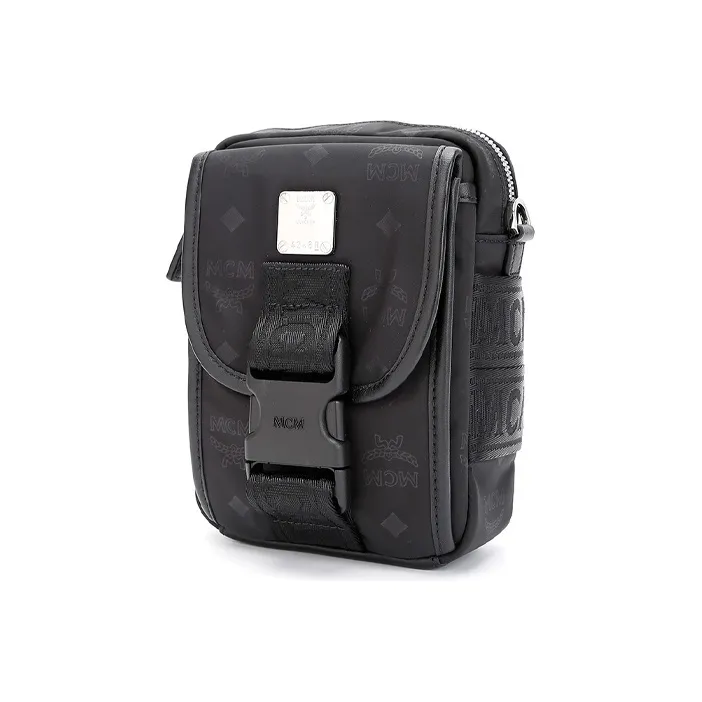MCM Nylon Fabric Messenger Bag Crossbody Bag Cell Phone Pouch Unisex Black-1