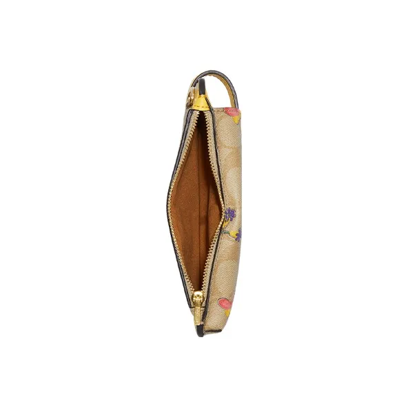 COACH Canvas With Leather Crossbody Bag With Cell Phone Pocket Women's Gold/Light Khaki/Vintage Yellow-2