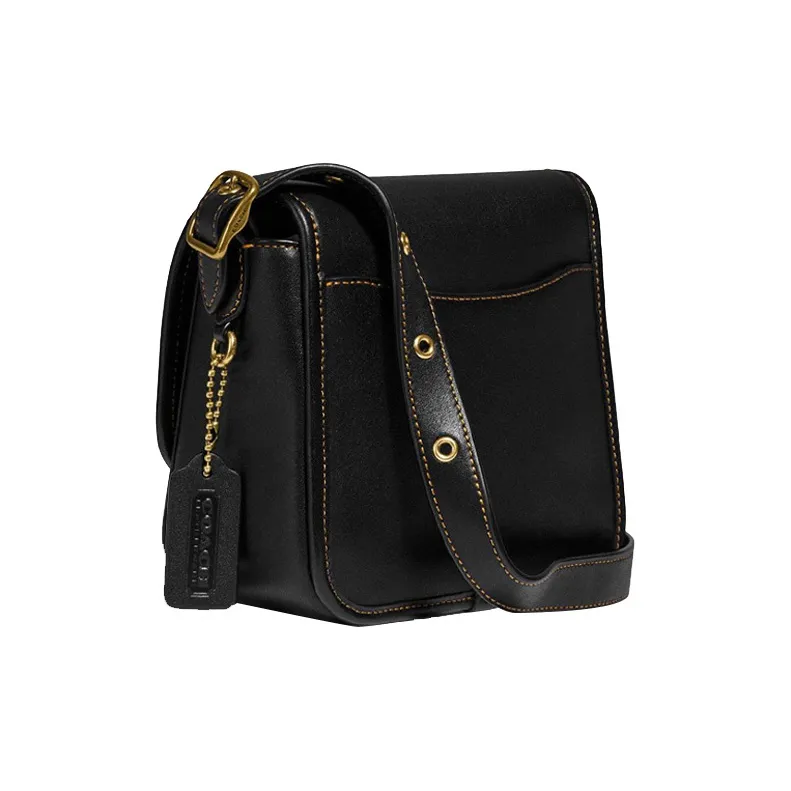 COACH Rambler Leather Small Square Bag Shoulder Bag Crossbody Bag Small Size Women's Bright Black-1