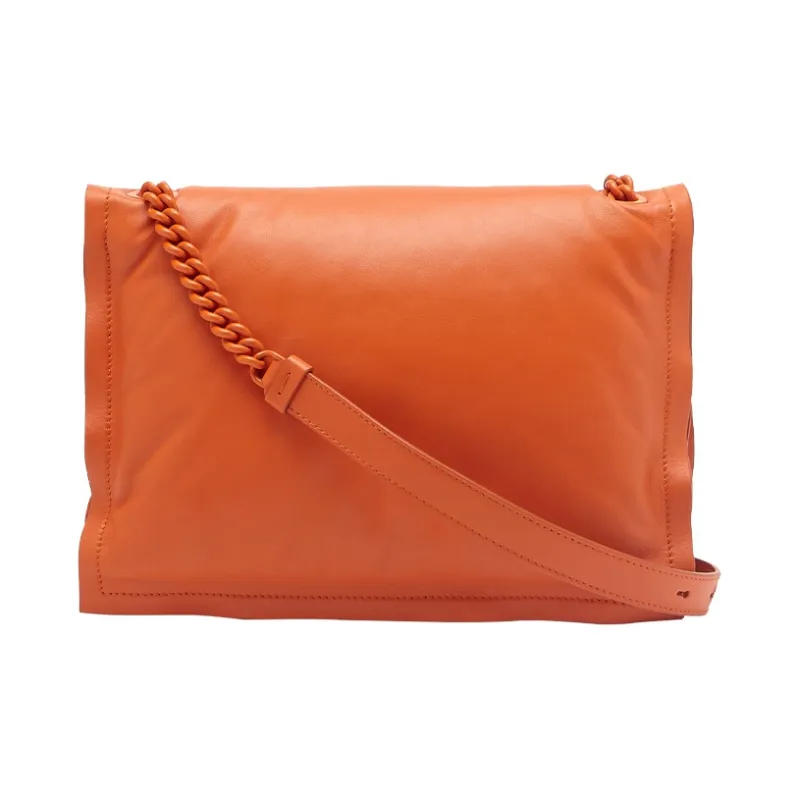 FERRAGAMO Viva Natural Grain Cow Leather Pillow Bag Shoulder Bag Crossbody Bag Small Size Women's Orange-2