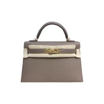 HERMES Mini Kelly Generation 1 Epsom Leather Kelly Bag Shoulder Bag Handbag Mini Women's Tin Gray