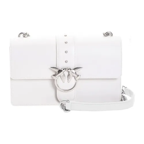 PINKO SIMPLY Leather Swift Bag Shoulder Bag Crossbody Bag Large Size Women's White