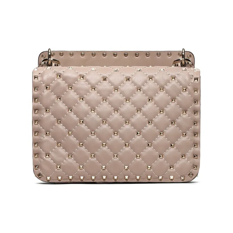 Valentino ROCKSTUD SPIKE Sheepskin Handbag Shoulder Bag Crossbody Bag Medium Size Women's Nude Pink-2