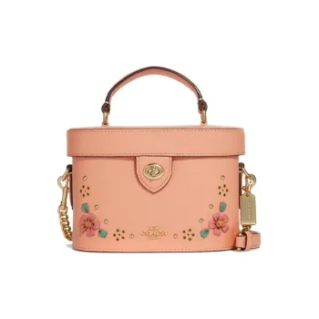 COACH Kay Leather Small Square Bag, Box Bag, Shoulder Bag, Crossbody Bag Trumpets Women's Khaki