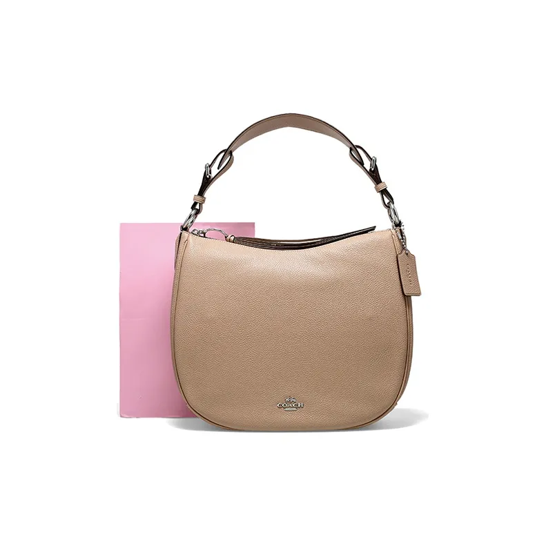 COACH Sutton Cow Leather Hobo Bag Shoulder Bag Portable Crossbody Bag Women's Taupe-4