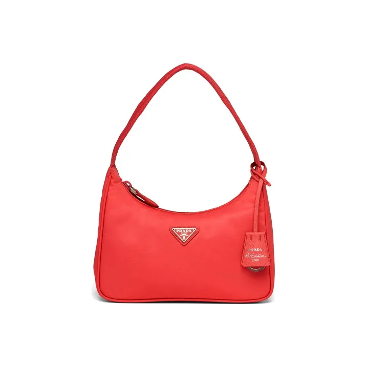 PRADA Nylon Fabric Shoulder Bag Handbag Shoulder Bag Mini Women's Red-0