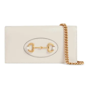 GUCCI Horsebit 1955 Leather WOC Small Crossbody Bag Shoulder Bag Crossbody Bag Small Size Women's White