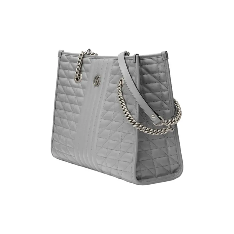 GUCCI Marmont Leather Tote Bag Shopping Bag Handbag Shoulder Bag Women's Gray-1