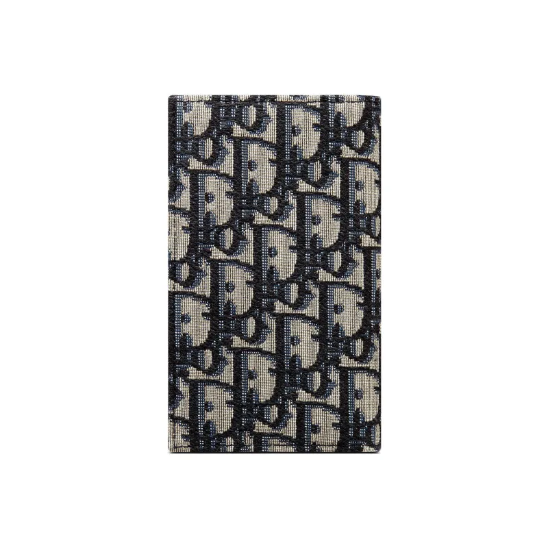 DIOR Jacquard Fabric Card Holder Card Holder Unisex Beige & Black-1