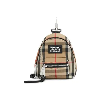 Burberry Cotton Backpack Charm Bag Merchandise Mini Unisex Brown