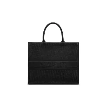 DIOR BookTote Cow Leather Tote Bag Shopping Bag Medium Size Unisex Black