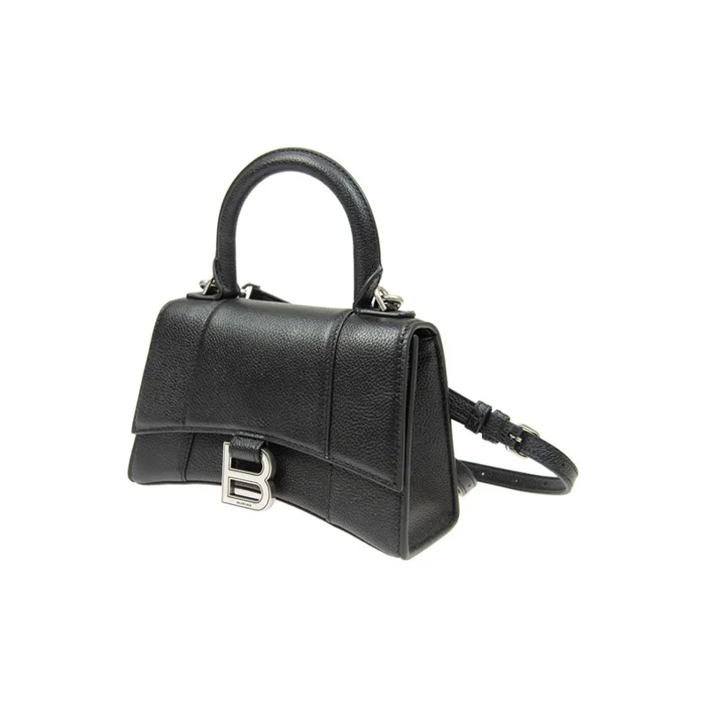 Balenciaga Grained Hourglass Top Handle Xs Black-1