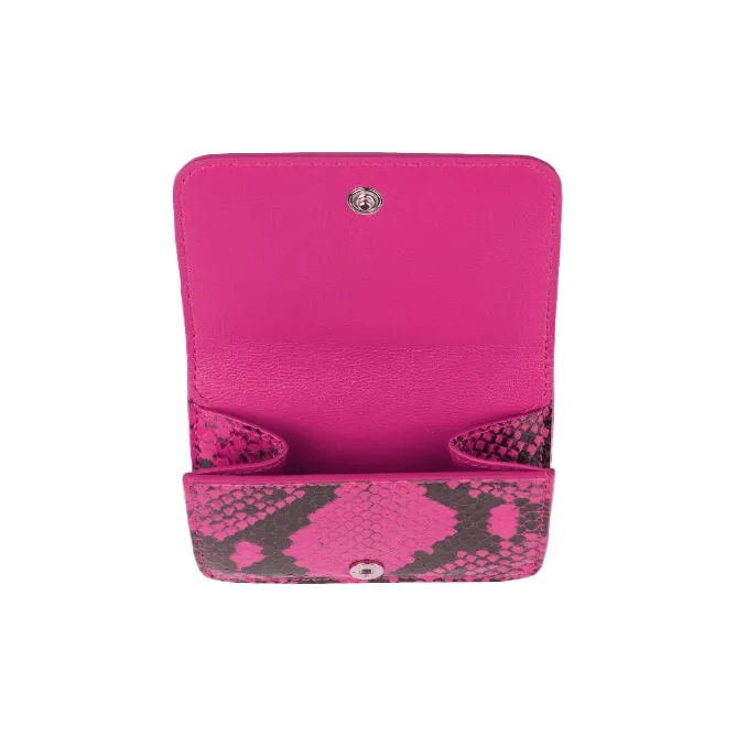 Balenciaga Leather Clutches Wallets Mini Women's Neon Pink/Black-2