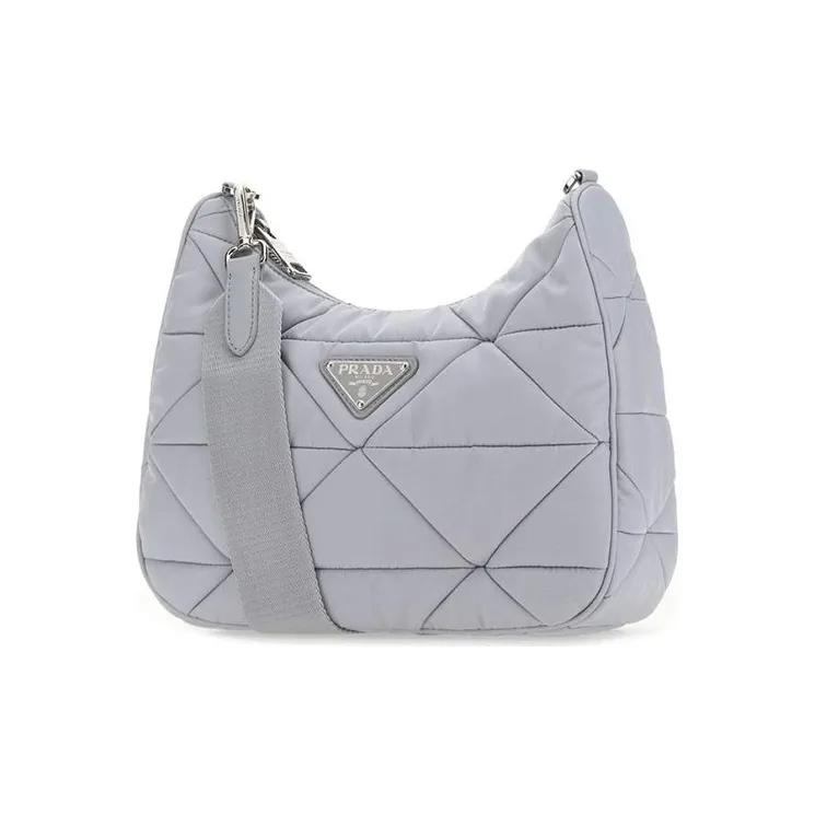 PRADA Nylon Fabric Shoulder Bag Women's Gray-1