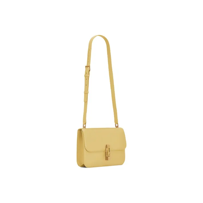 SAINT LAURENT Le Carre Box Leather Shoulder Bag, Crossbody Bag Women's Light Yellow-2