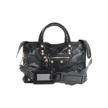 Balenciaga Neo Cagole City Sheepskin Urban Bag One Shoulder Handbag Small Size Women's Black