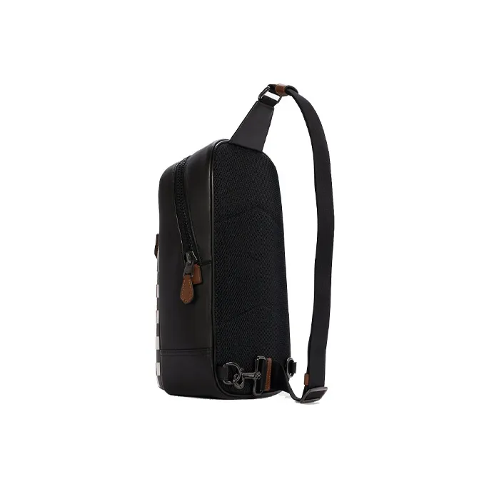COACH Westway Canvas Cowhide Backpack Crossbody Bag Sling Bag Medium Size Men's Black White-1