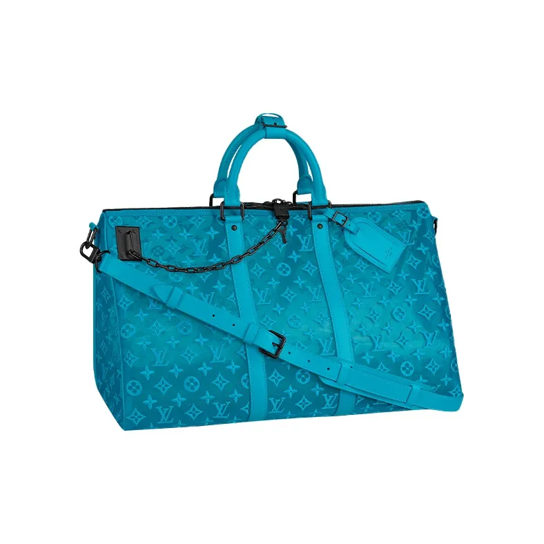 LOUIS VUITTON Keepall Triangle Monogram Mesh 50 Turquoise-4
