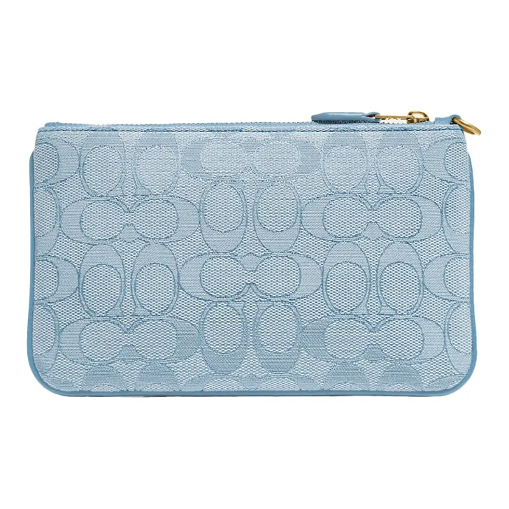 COACH Wristlet Canvas With Leather Mahjong-Themed Wrist Bags And Clutches Small Size Women's Light Blue Monogram-1