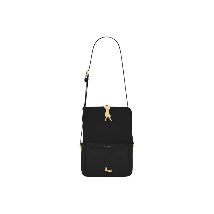 SAINT LAURENT SOLFERINO Leather Tofu Bag, Shoulder Bag, Crossbody Bag Trumpets Women's Black-6