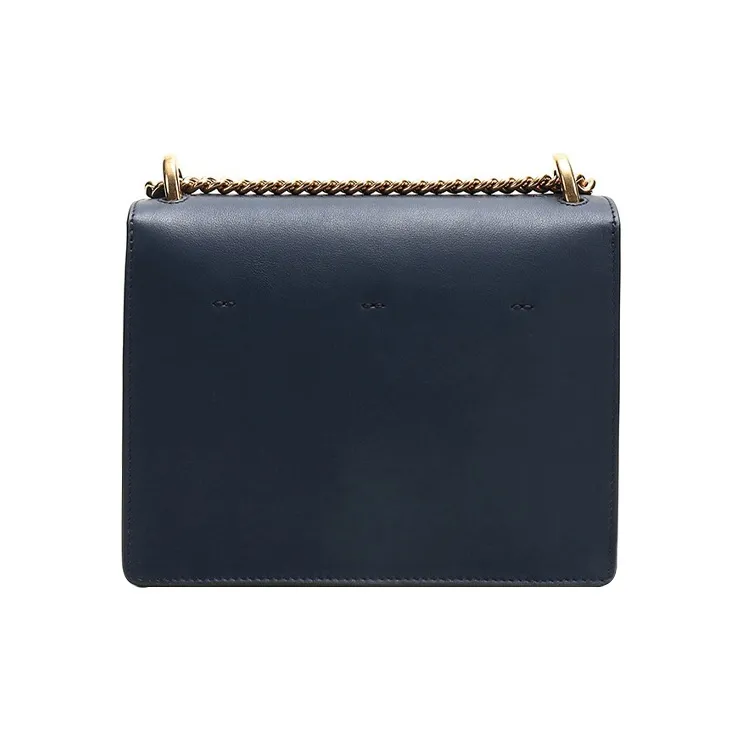 FENDI Leather Shoulder Bag, Crossbody Bag Small Size Women's Dark Blue-3