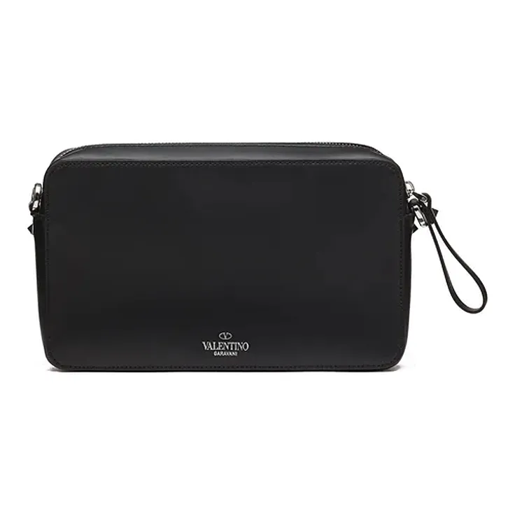 Valentino Cow Leather Crossbody Bag, Shoulder Bag Men's Black-3