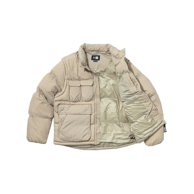 New Era Puffer Jacket Men's Beige-2