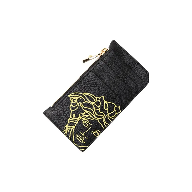 VERSACE Leather Coin Purse Key Pouch Men's Black-2