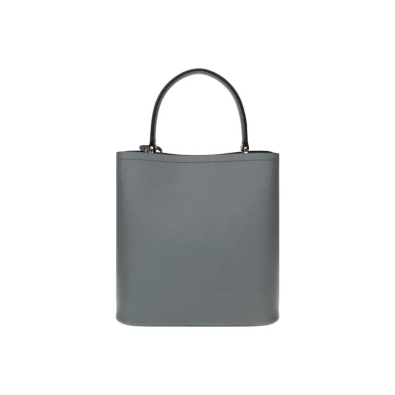 PRADA Panier Saffiano Leather One Shoulder Handbag Medium Size Women's Slate Gray/Black-3