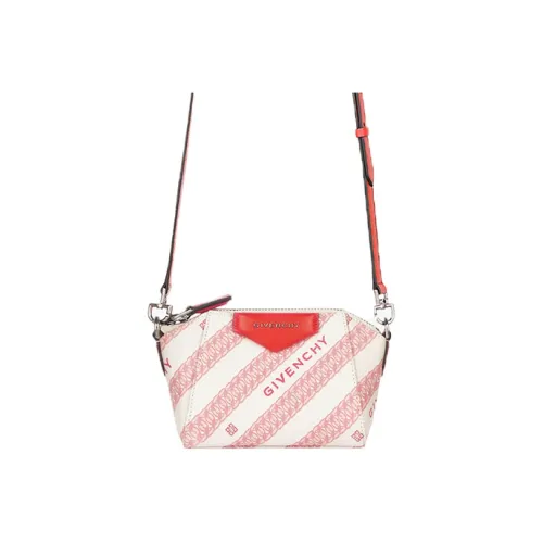 GIVENCHY Cow Leather Handbag Crossbody Bag Women's Red White