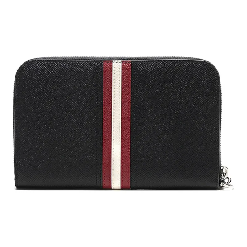 BALLY Leather Wallet Money Clip Clutch Regular Men's Black Red White-3