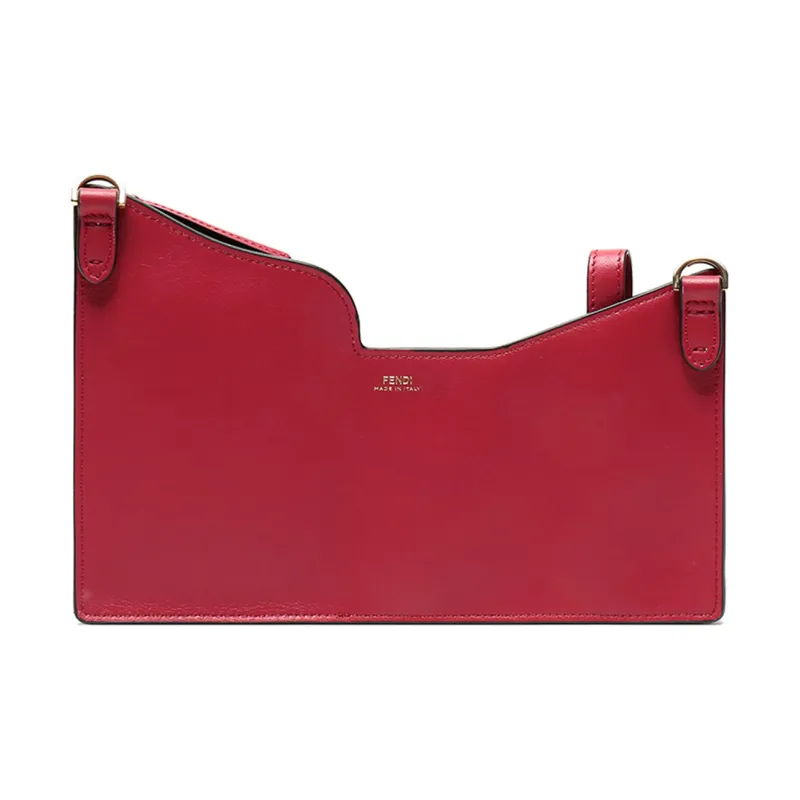 FENDI Coated Fabric With Leather Finish Courier Bag Crossbody Bag Shoulder Bag Women's Red & Brown-3