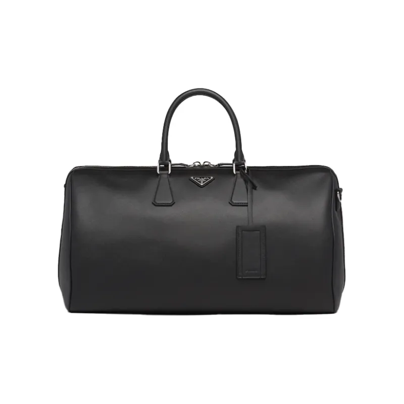 PRADA PRADA Luggage Collection Saffiano Leather Travel Bag Handbag Unisex Black-0