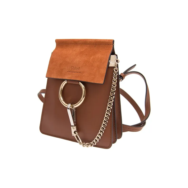 Chloe Faye Leather Shoulder Bag Small Size Women's Tobacco-1