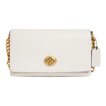 COACH Crosstown Pebbled Leather Small Square Bag Shoulder Bag Medium Size Women's White