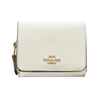 COACH Trifold Wallet Leather Wallets Card Holders Women's Pink White