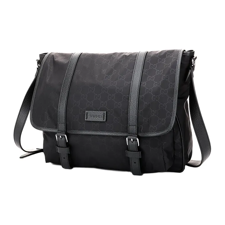 GUCCI Polyester Messenger Bag Shoulder Bag Crossbody Bag Large Size Men's Black-1